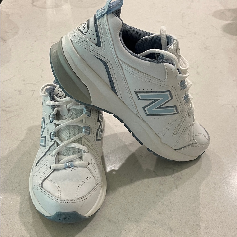 New Balance 608 white baby blue tennis shoes size 5 women’s